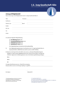 Antrag auf Mitgliedschaft C. G. Jung-Gesellschaft Köln e.V.